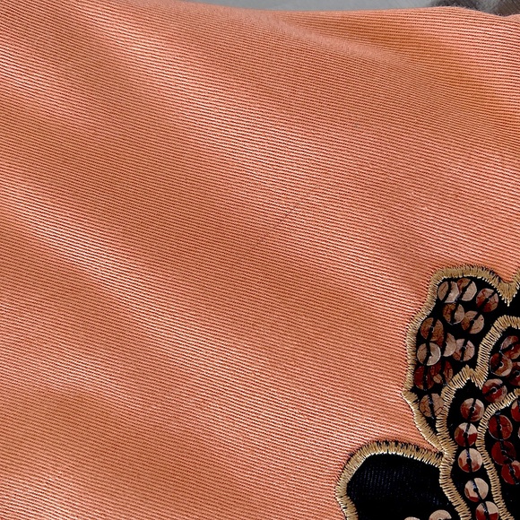 Lapis Salmon Pink-Orange Floral Embroidery 1950s Grease Maxi Swing Skirt Size 10 - Picture 14 of 15